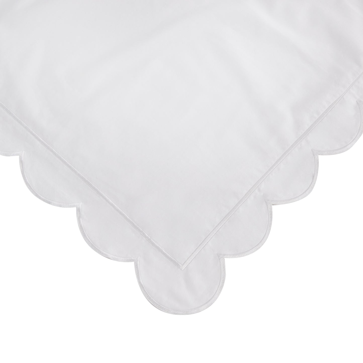 Scallop Frame Embroidered Cotton Percale Duvet Set