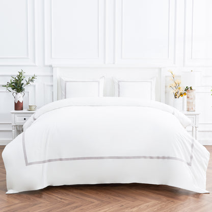 Classic Double Border Percale Cotton Duvet Set