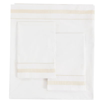 Classic Double Border Percale Cotton Sheet Set