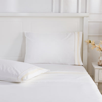 Classic Double Border Percale Cotton Sheet Set