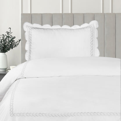 600 Thread Count Scallop Rope Embroidered Cotton Duvet Set