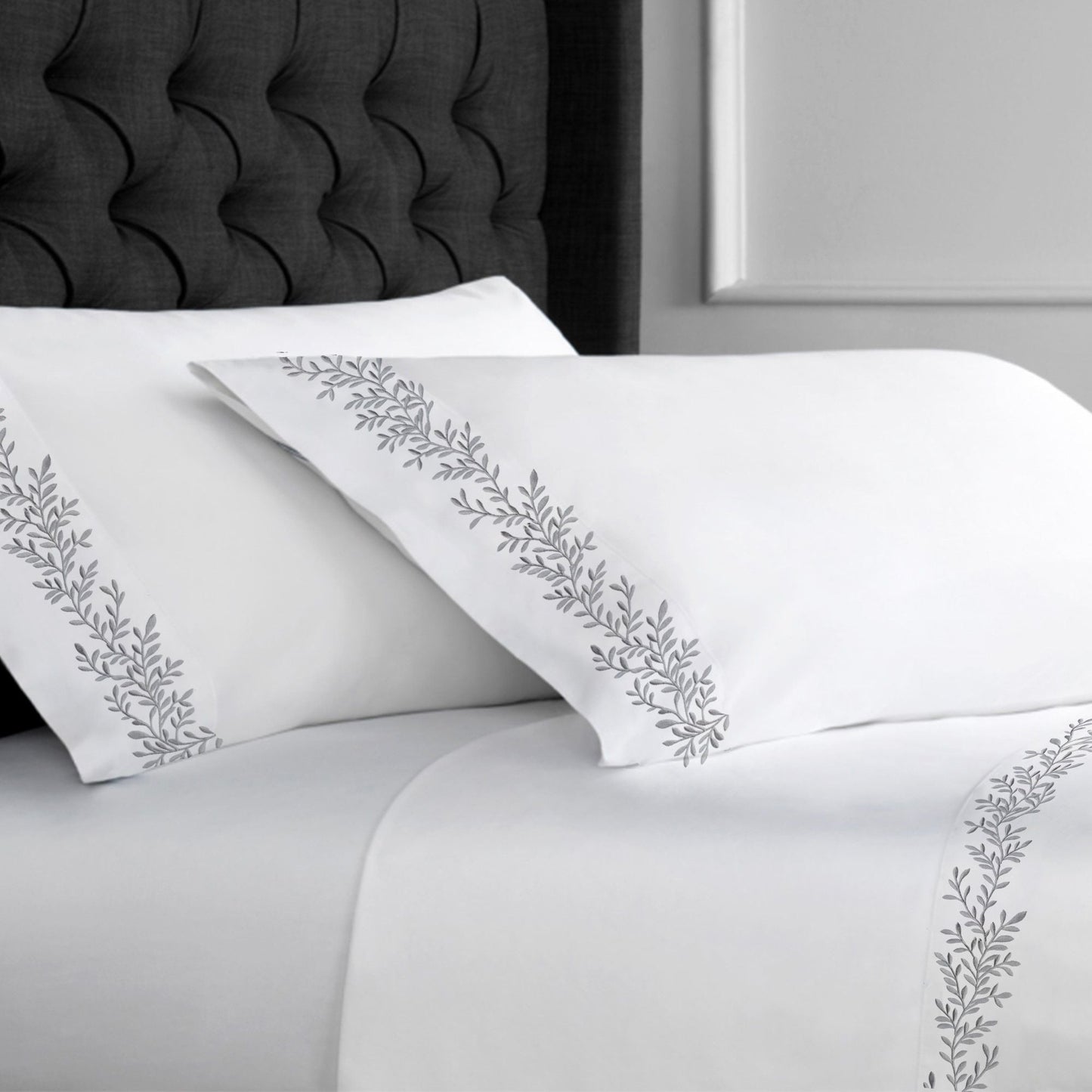 600 Thread Count Floral Vine Embroidered Sheet Set