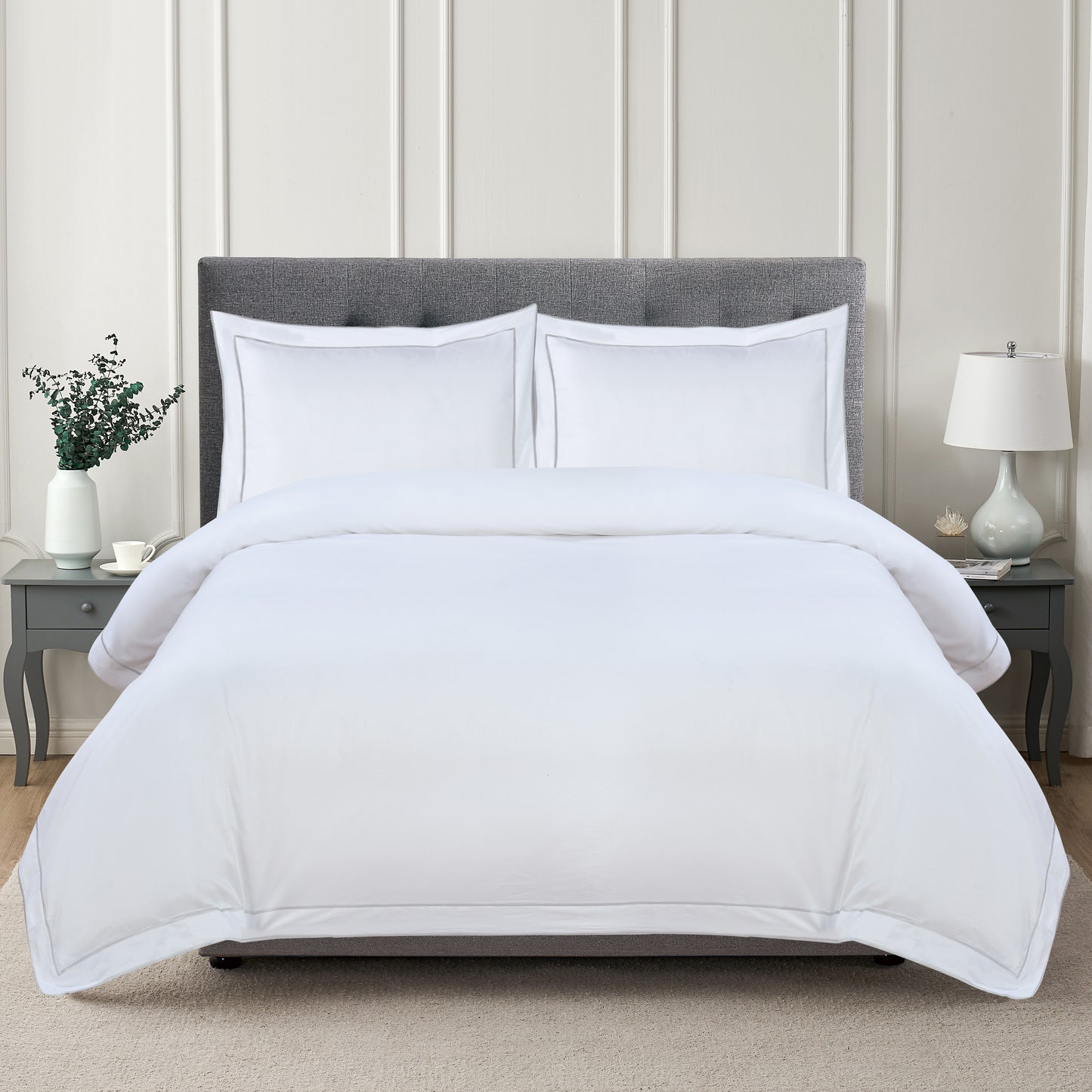 600 Thread Count Framed Sateen Embroidered Cotton Duvet Set