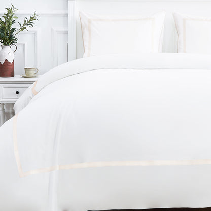 Classic Double Border Percale Cotton Duvet Set