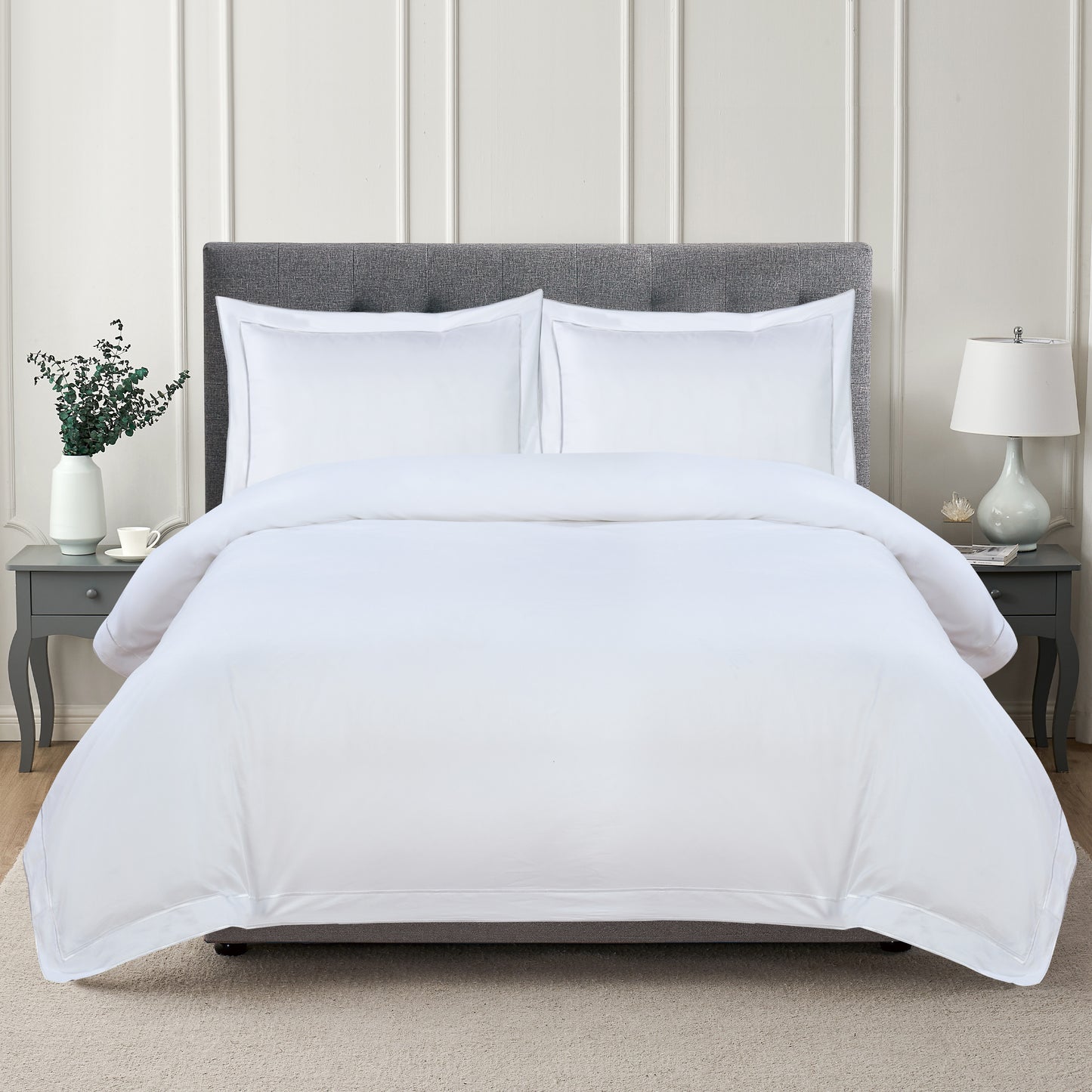 600 Thread Count Framed Sateen Embroidered Cotton Duvet Set