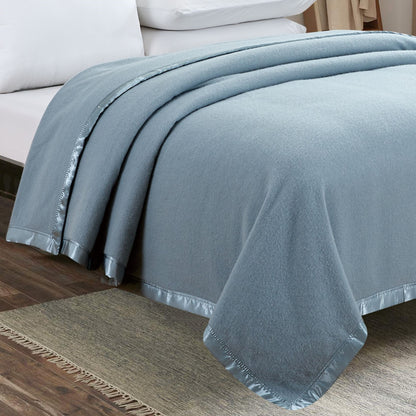 100% Merino Wool Blanket with Satin Border